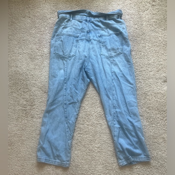 We the Free Noah Foldover Harem Pants Jeans Railroad Stripe Pleating Size XL - Picture 6 of 11